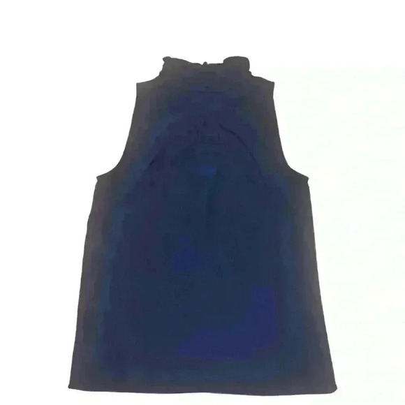 J.Crew Women’s Ruffle Neck Button Front Sleeveless Top Navy Blue Size 0 - Picture 4 of 5